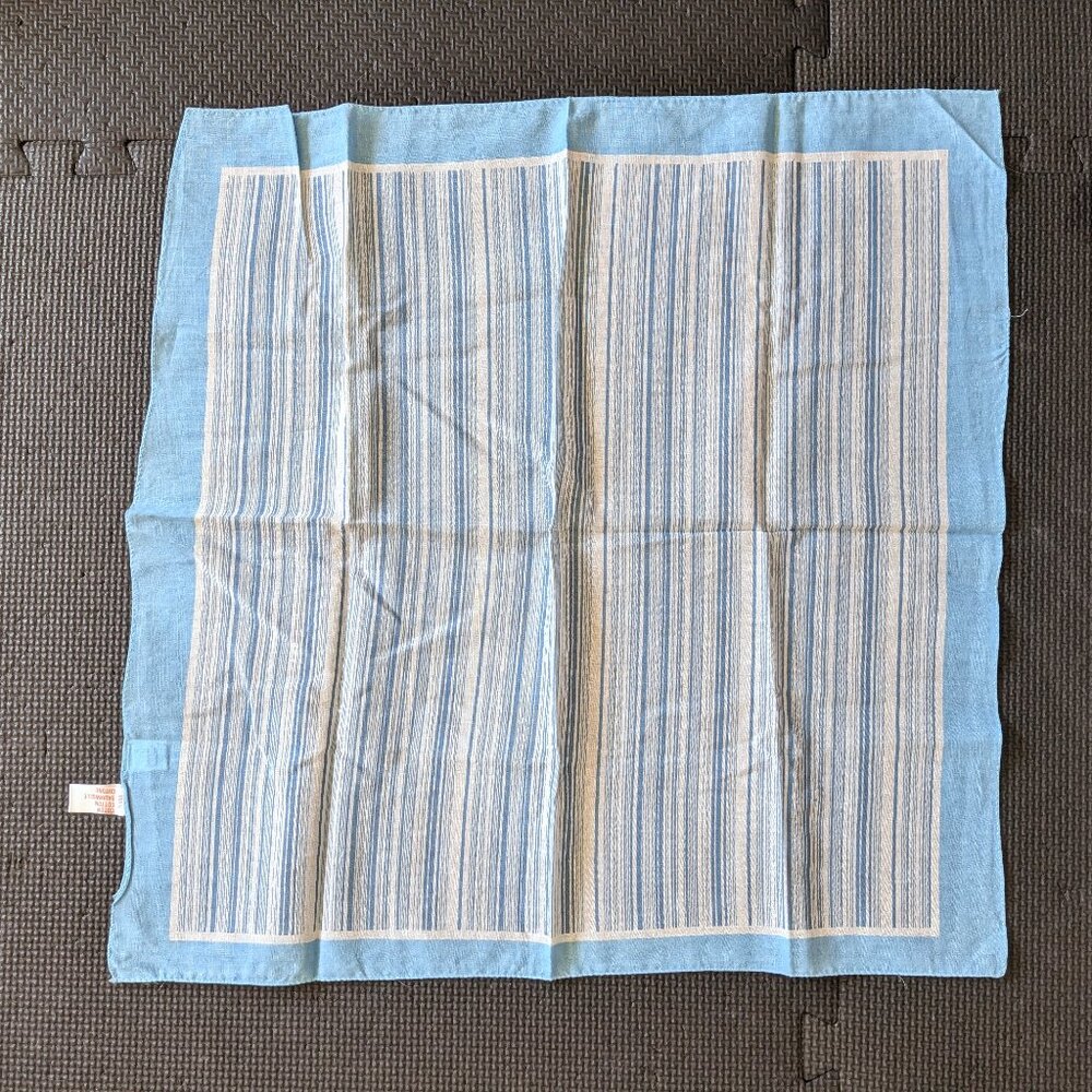 vintage Dayton's 100% cotton scarf 70s 80s blue stripe retro made in Italy 19.5"